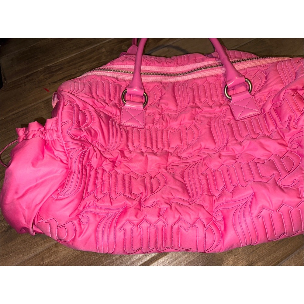 Juicy Couture Pink Duffle Tote Bag Purse Vintage Gothic Logo Daydreamer Y2k - Picture 2 of 10